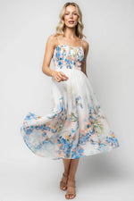 Marceline Midi Dress | White + Blue Floral