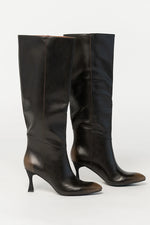 Caitlyn Pointed Toe Knee High Boots | Black