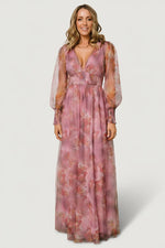 Layla Tulle Maxi Dress | Dusty Orchid Floral