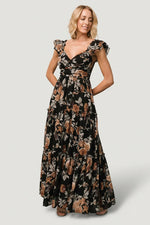 Martina Maxi Dress | Black + Copper Floral