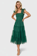 Emma Smocked Tulle Dress | Emerald