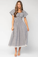 Reyna Midi Dress | Black + White Gingham