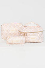 Kelani Quilted Cosmetic Bag Set | Pink