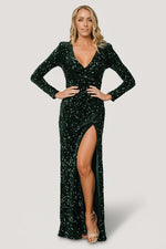 Madonna Sequin Maxi Dress | Emerald