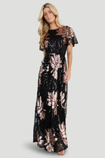 Muse Sequin Maxi Dress | Black + Rose