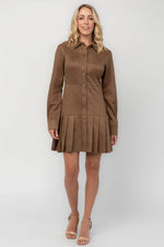 Ezra Faux Suede Short Dress | Coffee