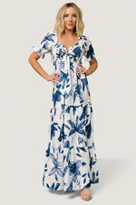 Hilaria Maxi Dress | White + Blue