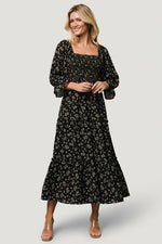 Margareta Tiered Dress | Black Floral