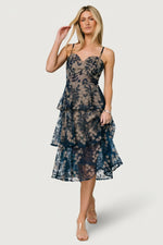 Georgiana Embroidered Midi Dress | Navy