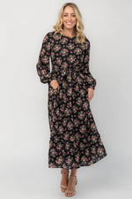 Idalia Midi Dress | Black Floral