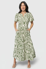 Aventura Midi Dress | Green Print