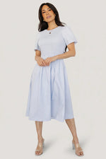 Farrah Smocked Midi Dress | Light Blue