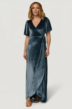 Katelyn Velvet Maxi Wrap Dress | Blue