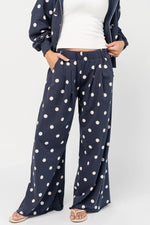 Lydia Wide Leg Sweatpants | Navy Dot