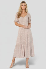 Mathilda Button Maxi Dress | Beige Floral