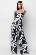 Manuela Wide Leg Jumpsuit | Navy Print