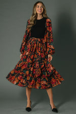 Sylvie Tiered Midi Dress | Black Multi