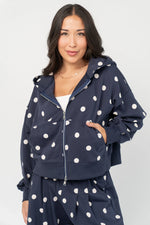 Lydia Zip Up Hoodie | Navy Dot