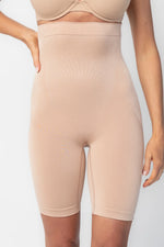 Essential High Waisted Mid Thigh Shorts | Nude