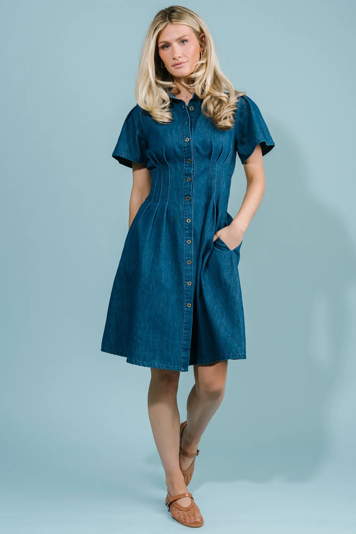 Coco Denim Short Dress | Dark Wash