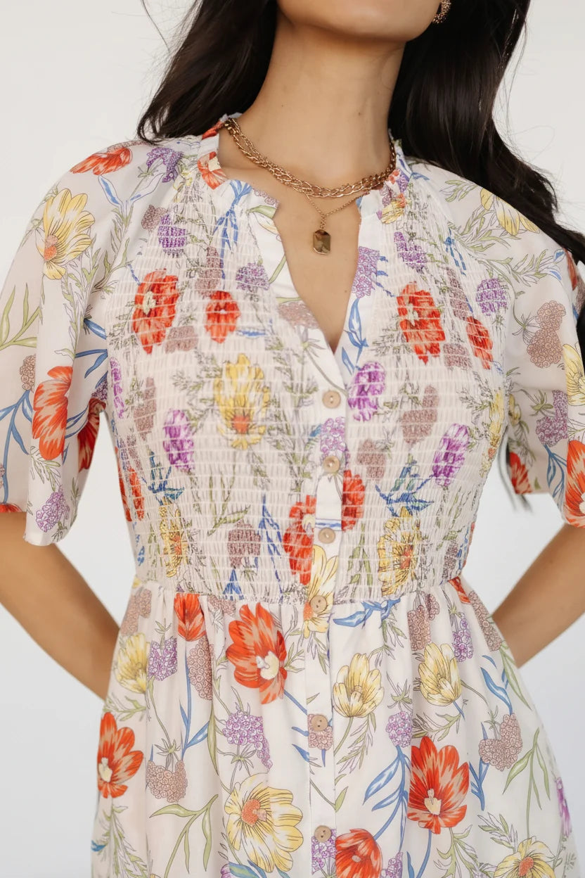 Botega Midi Dress | Ivory Multi Floral