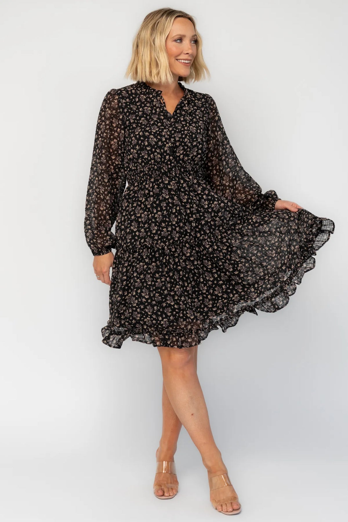 Fairfield Short Dress | Black Floral