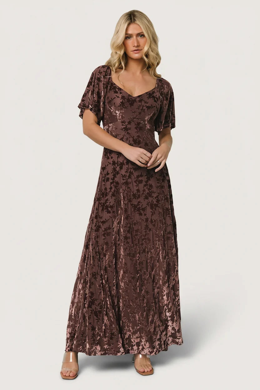 Everley Velvet Maxi Dress | Espresso