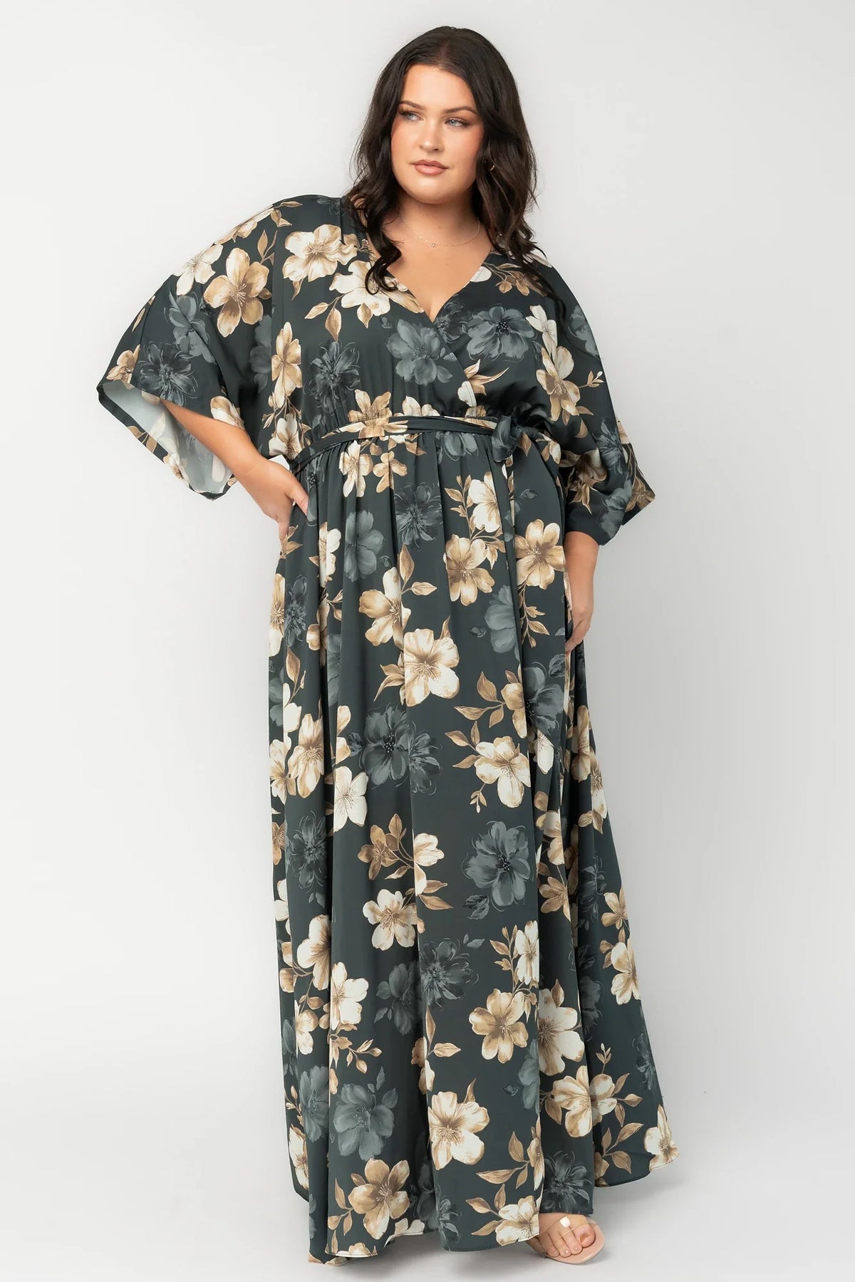 Hamilton Kimono Maxi Dress | Dark Jade Floral