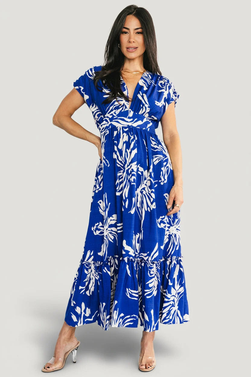 Rosa Midi Dress | Cobalt Print