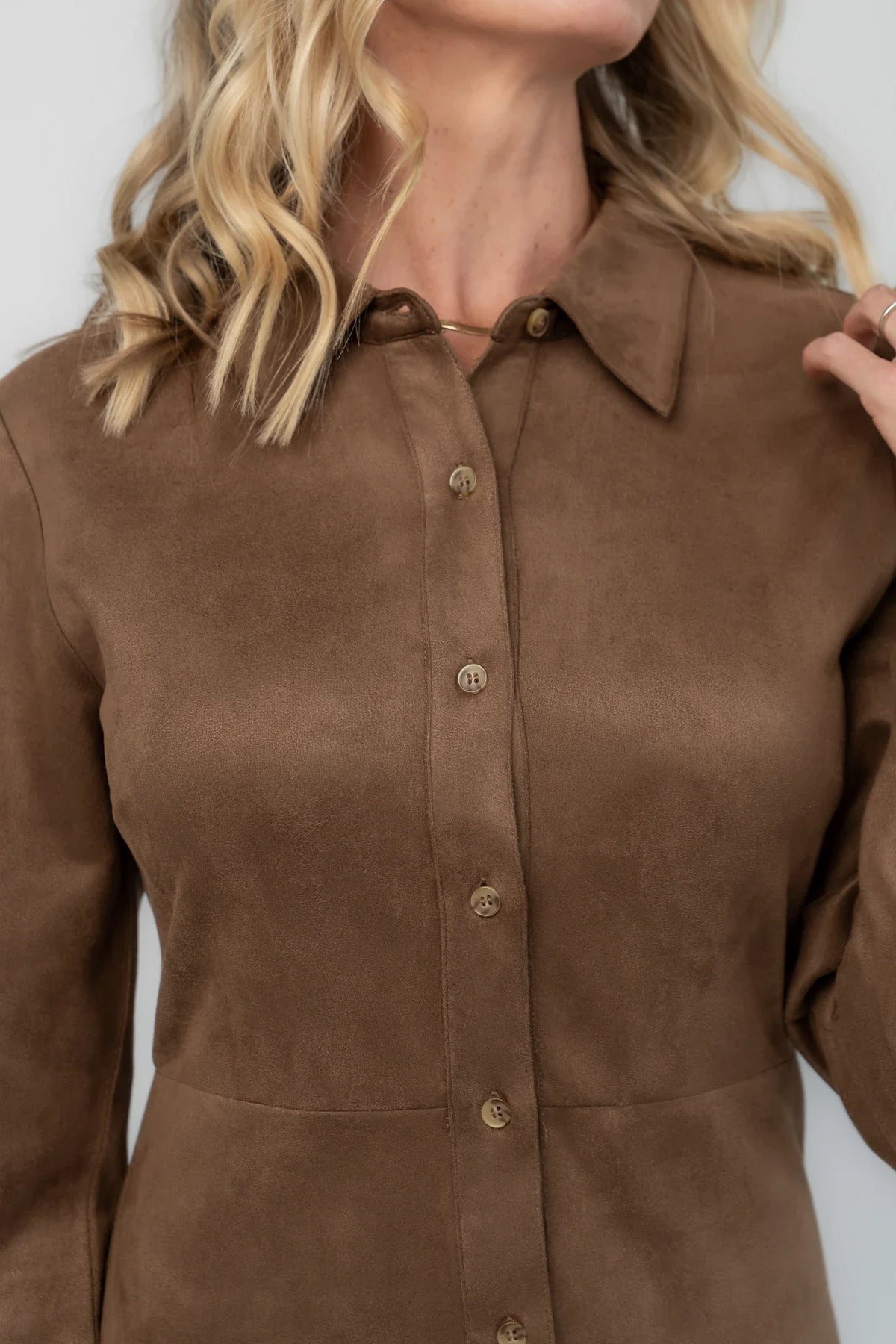Ezra Faux Suede Short Dress | Coffee