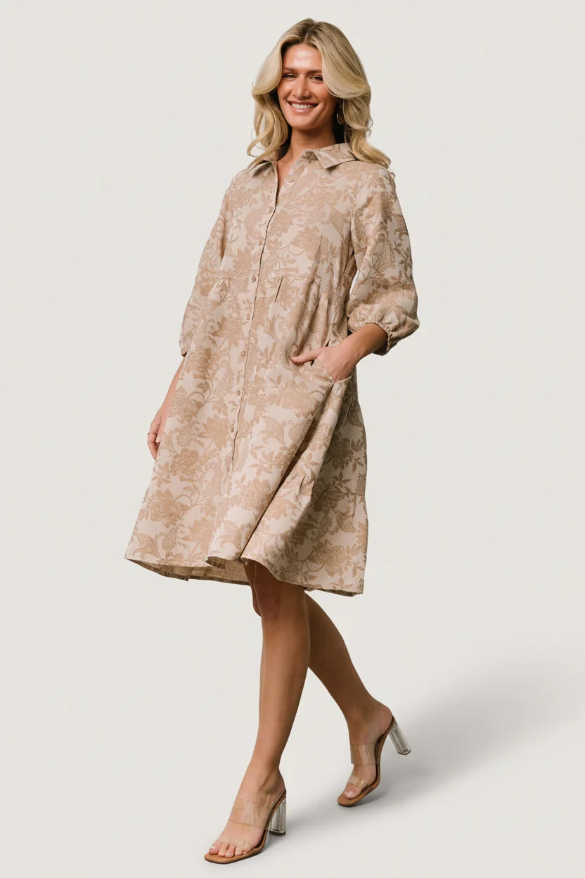 Dakota Babydoll Dress | Taupe Print