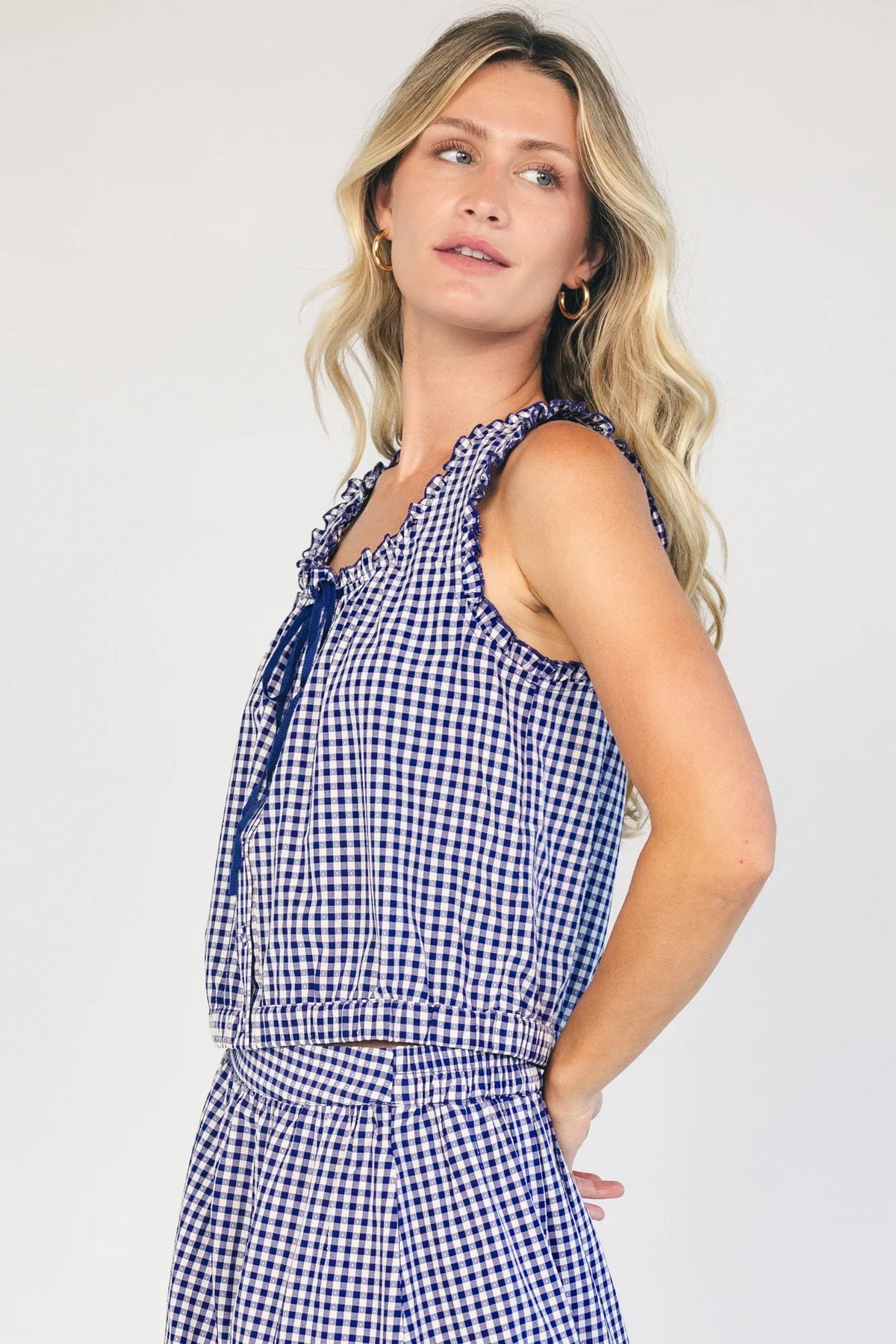 Keegan Top | Navy + White Gingham