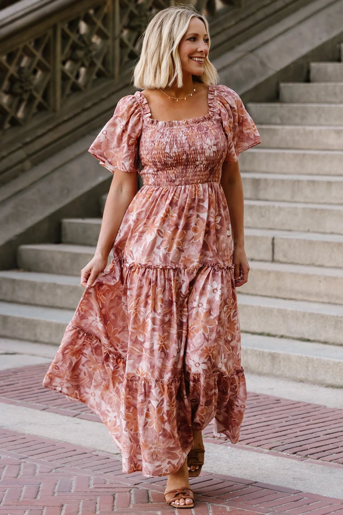 Southampton Smocked Maxi Dress | Dusty Mauve Floral