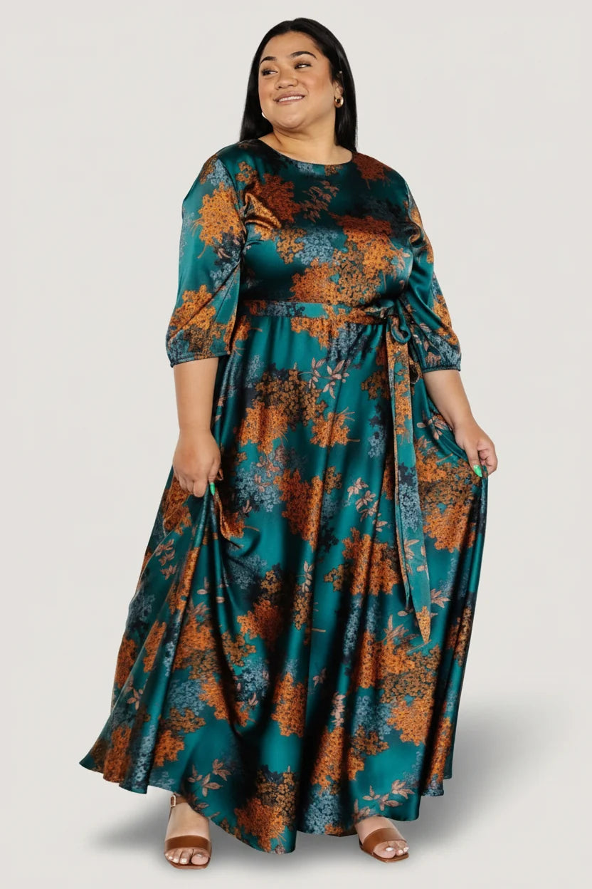 Paula Satin Maxi Dress | Jade Multi