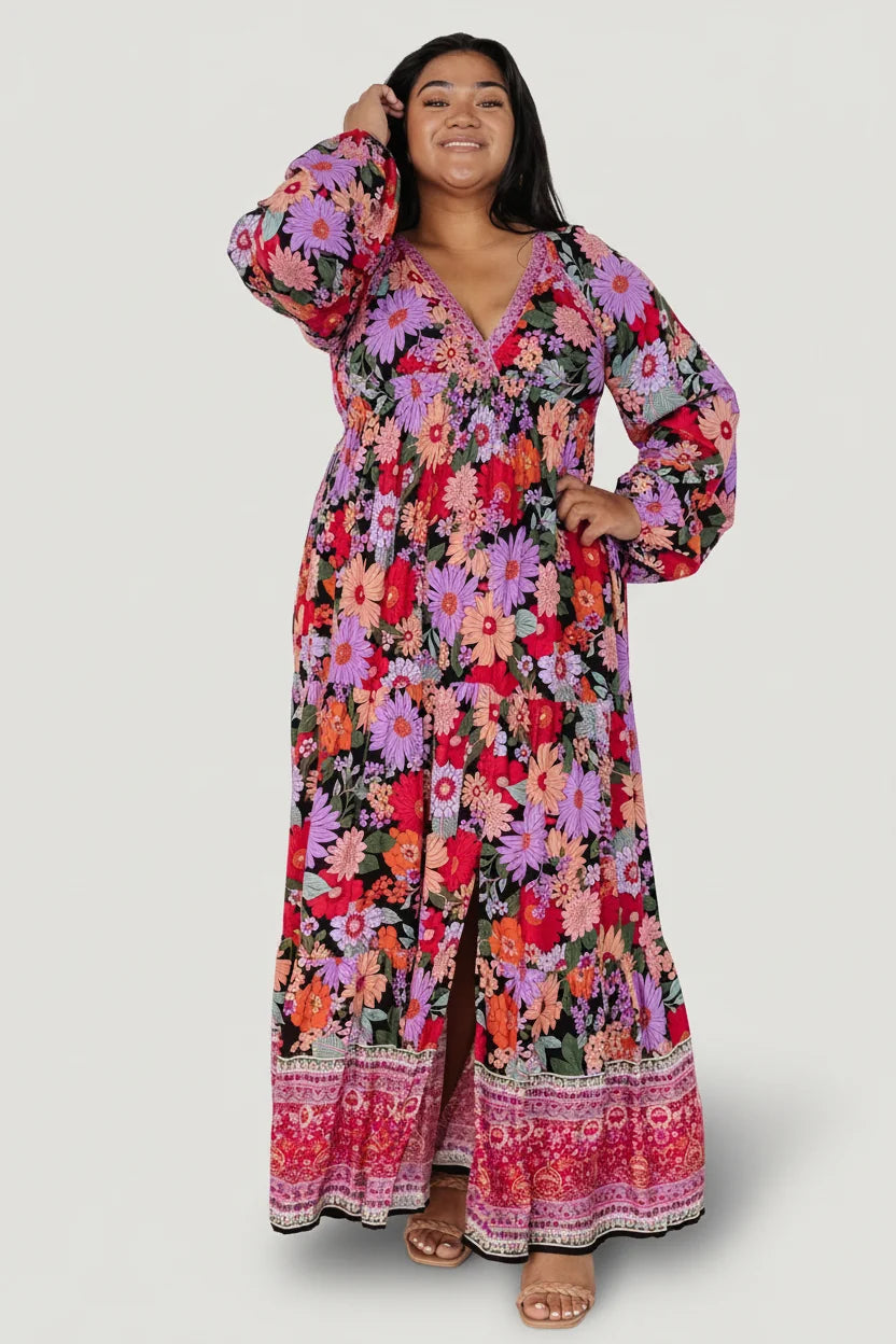 Malena Maxi Dress | Black Multi