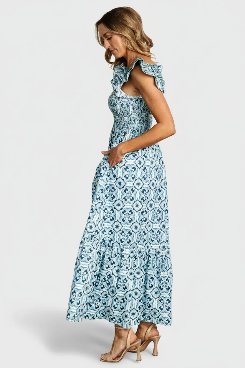 Zoey Smocked Maxi Dress | Blue Print