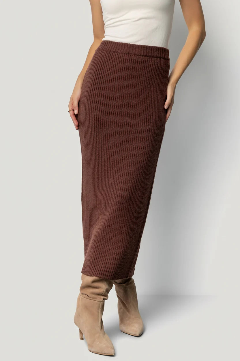 Blair Rib Knit Skirt | Mahogany
