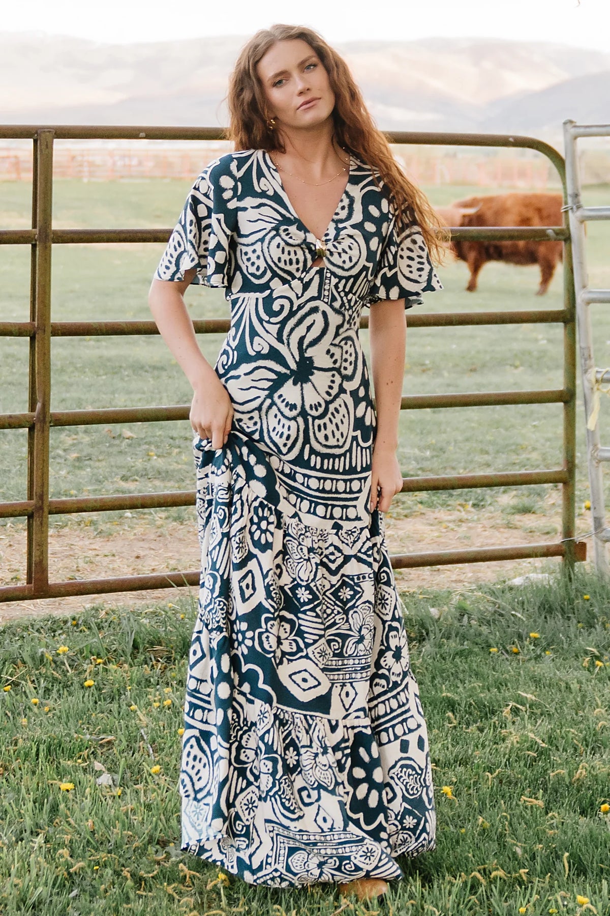 Jules Maxi Dress | Dark Blue Print