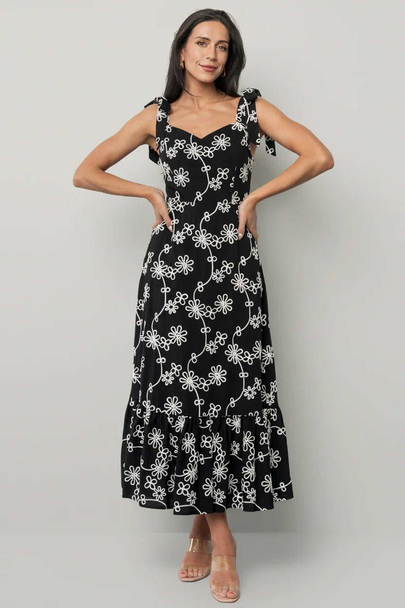 Amor Midi Dress | Black + Ivory Floral