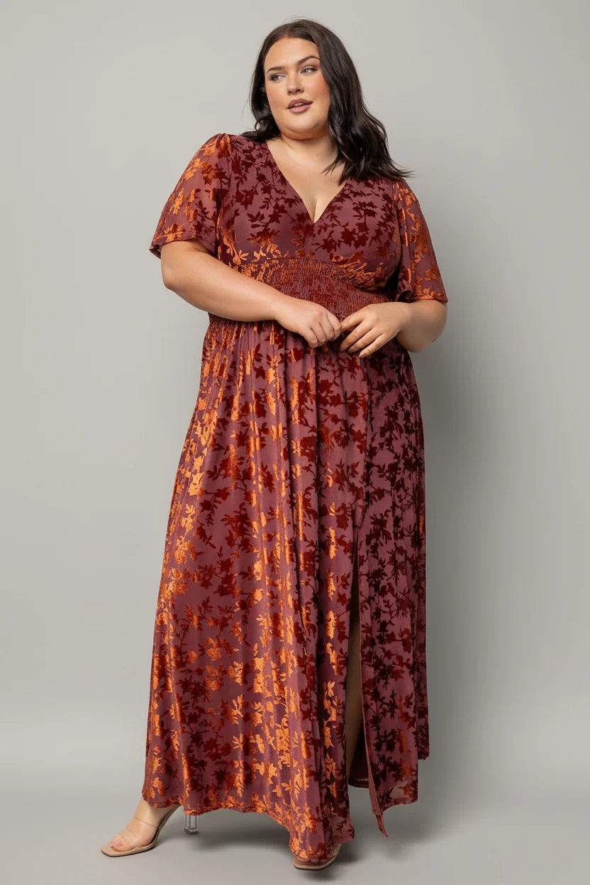 Veronica Velvet Maxi Dress | Rust