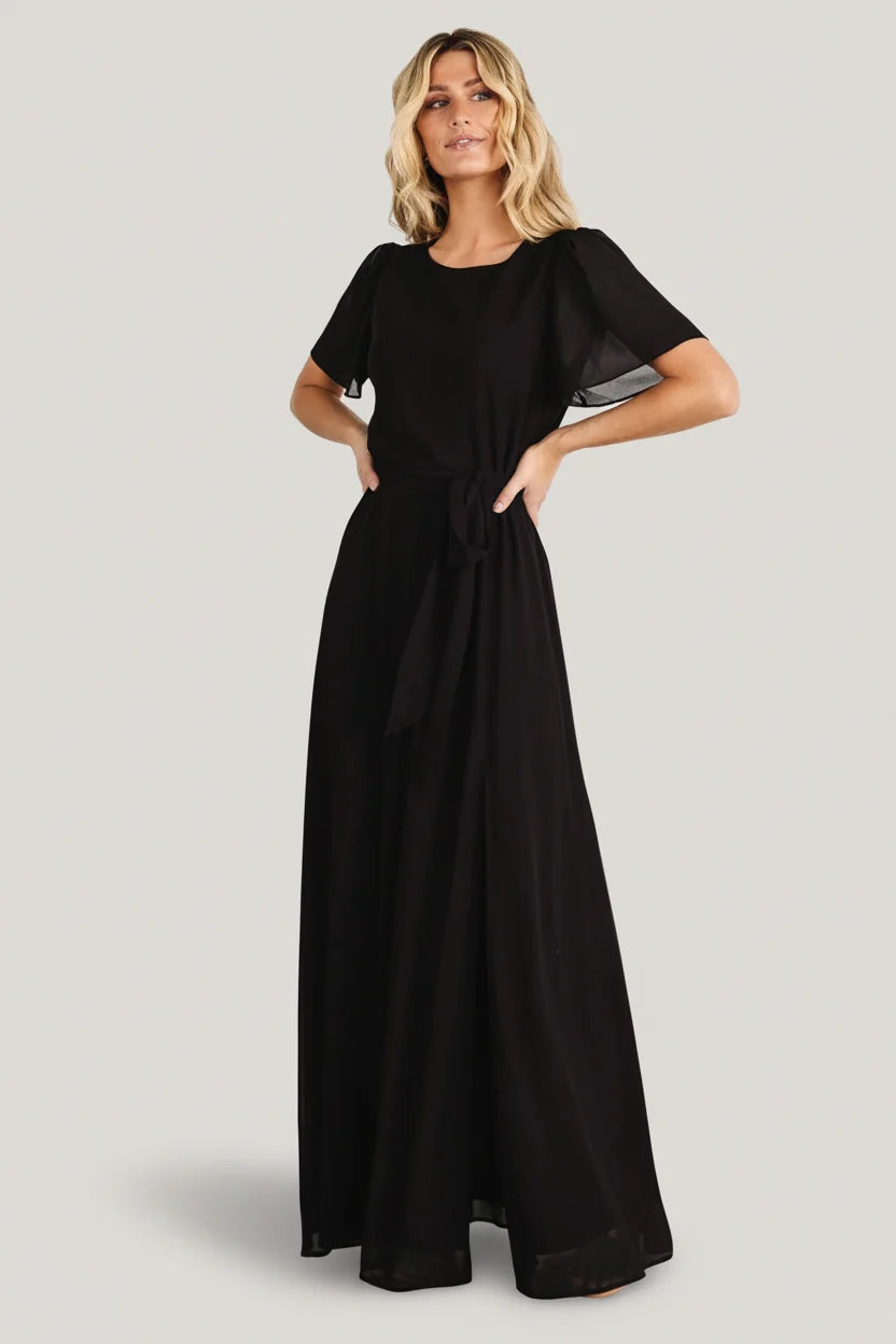 Naomi Short Sleeve Maxi Dress | Black