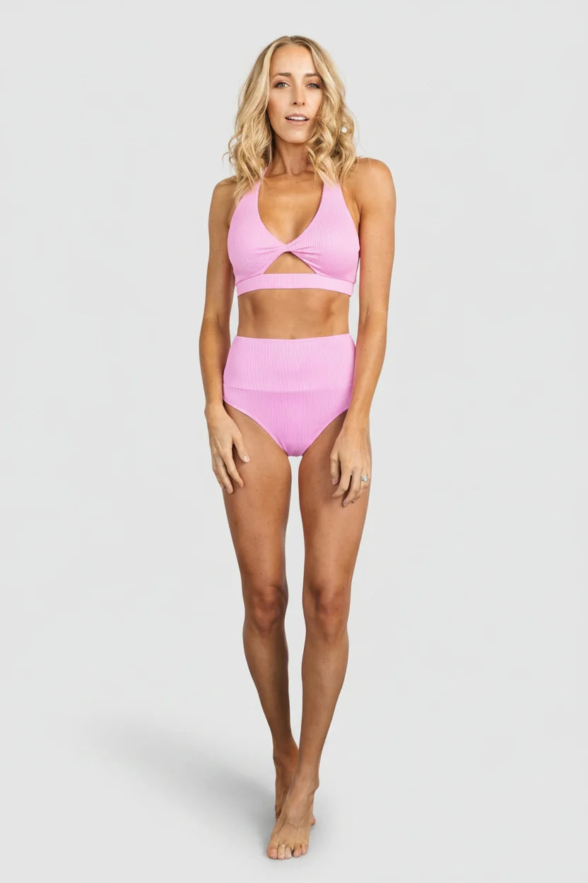 Del Mar Ribbed Bikini Bottom | Pink