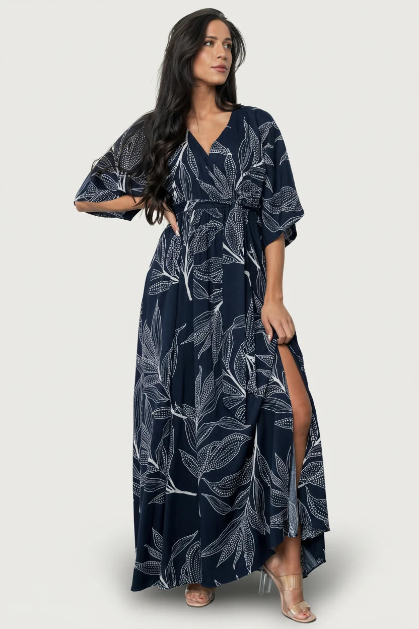 Kalea Maxi Dress | Navy + White