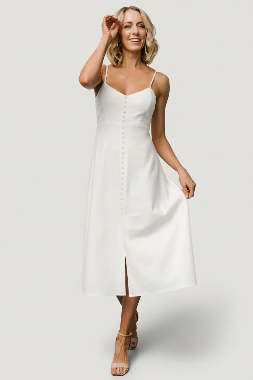 Laya Button Front Dress | Ivory