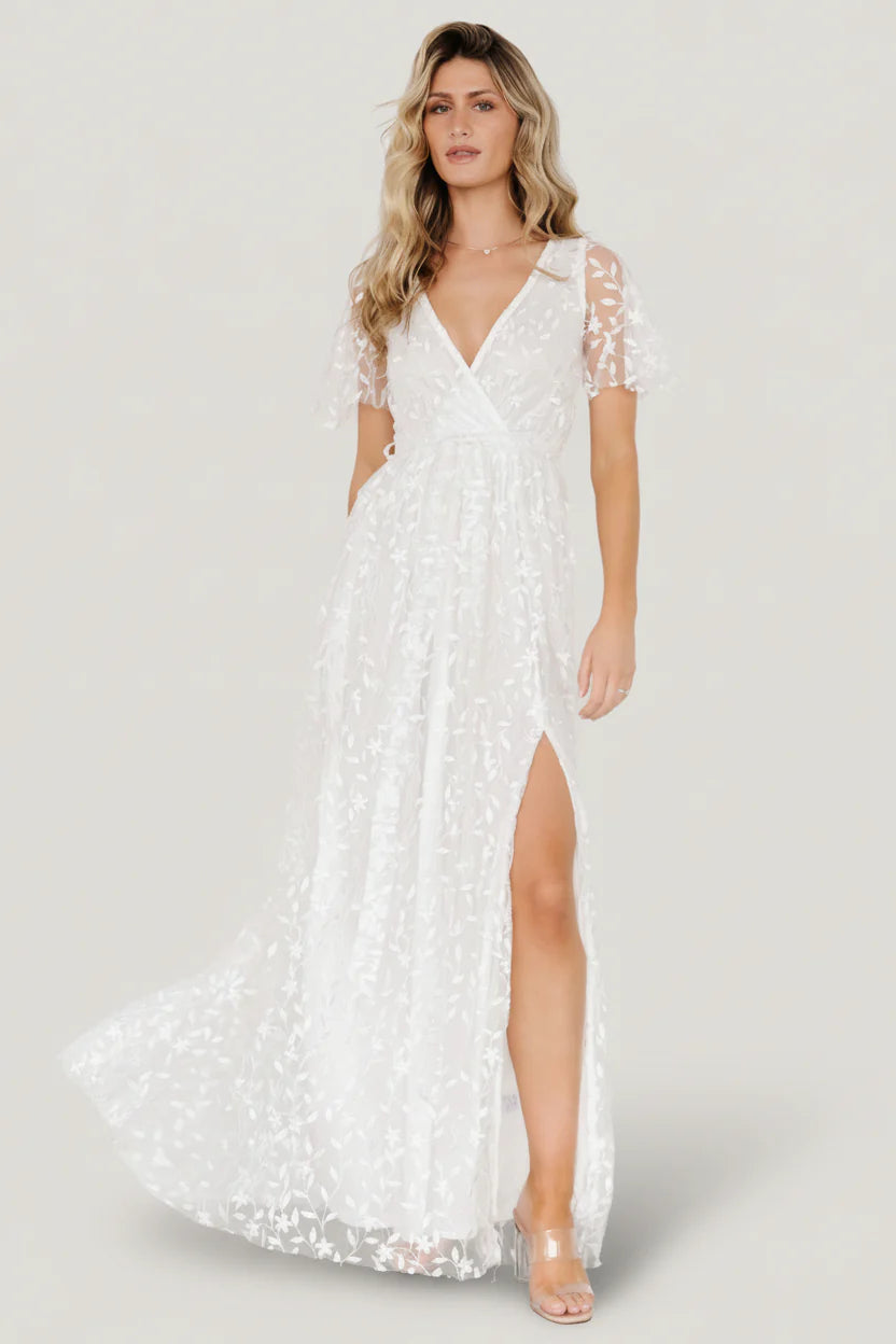 Marseille Embossed Maxi Dress | White