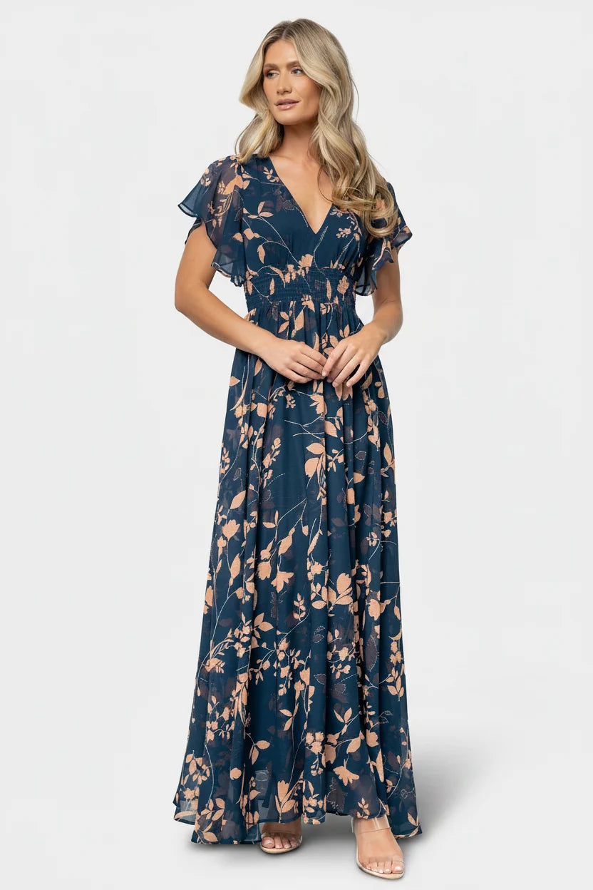 Lynlee Metallic Maxi Dress | Topaz