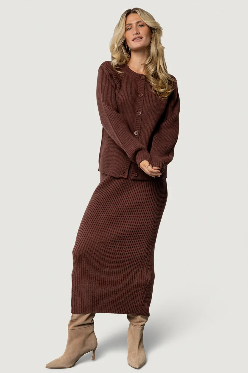 Blair Rib Knit Skirt | Mahogany