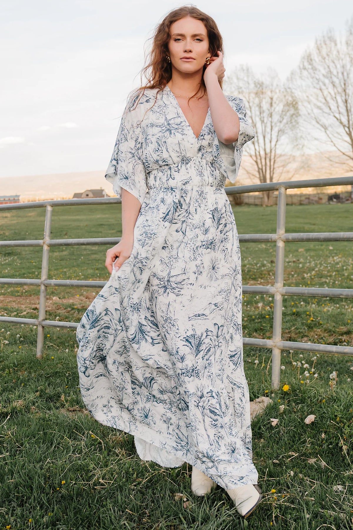 Christiana Maxi Dress | Off White + Slate