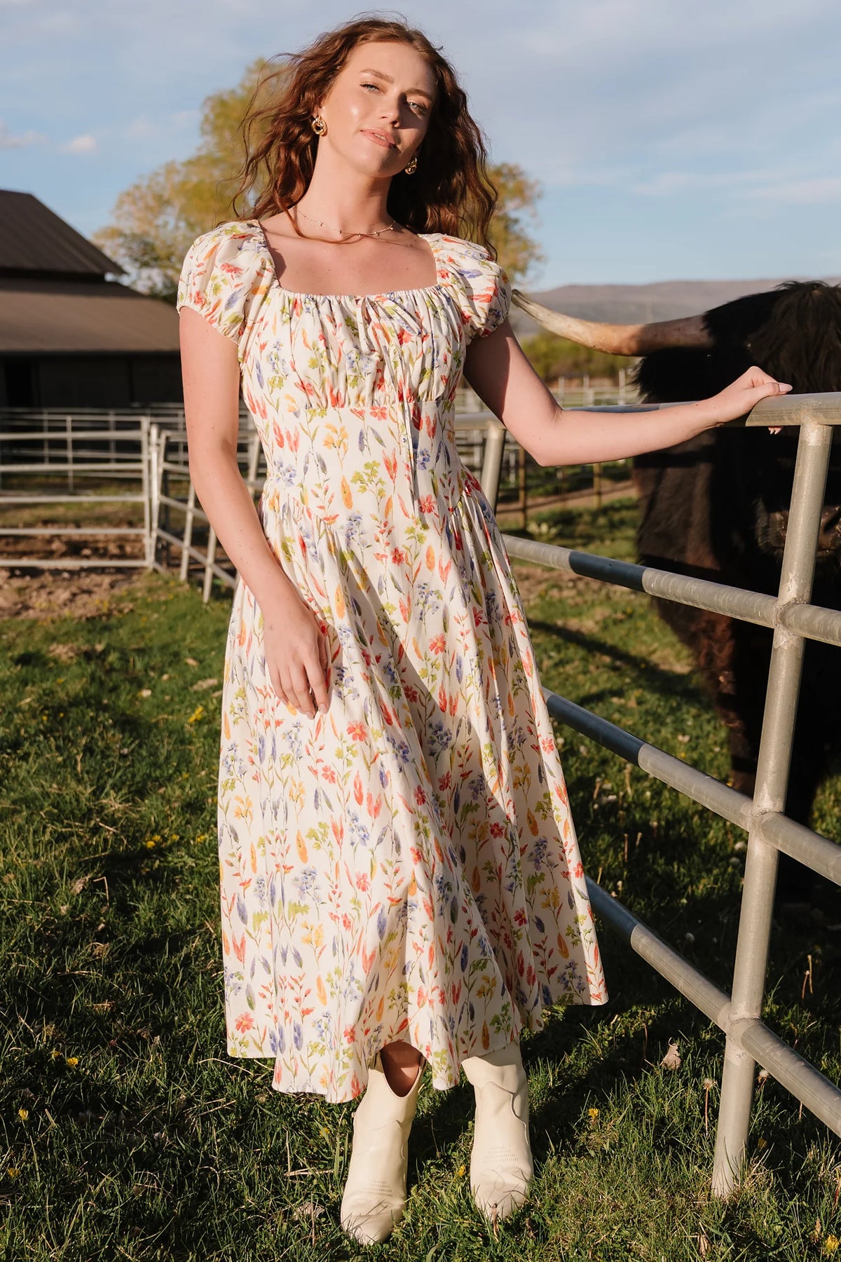 Kendall Midi Dress | Cream Multi Floral