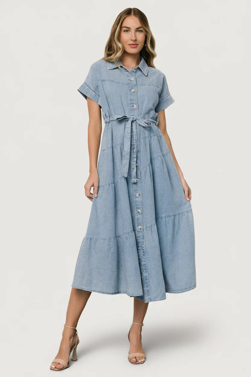 Logan Button Up Dress | Denim